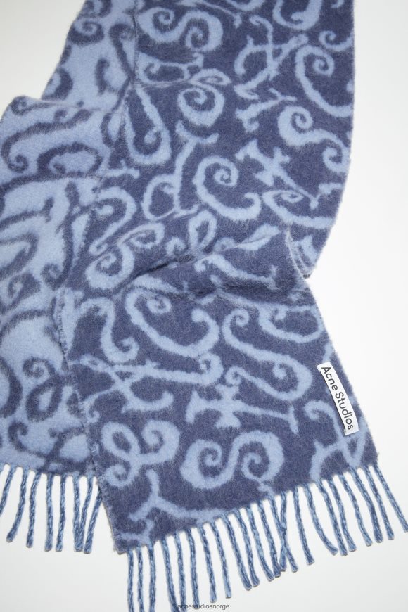Acne Studios monogram jacquard skjerf N2PP4F559 tilbehør blå/lilla