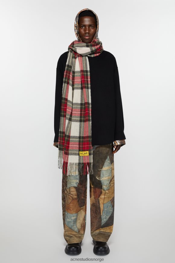 Acne Studios sjekk frynser skjerf N2PP4F444 tilbehør svart/rød/hvit