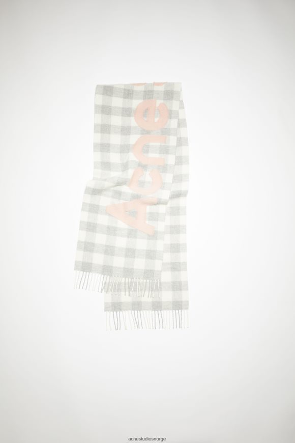 Acne Studios sjekk logo skjerf N2PP4F609 tilbehør grå/rosa