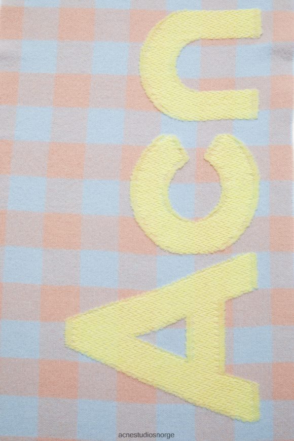 Acne Studios sjekk logo skjerf N2PP4F710 tilbehør camel beige/syregrønn