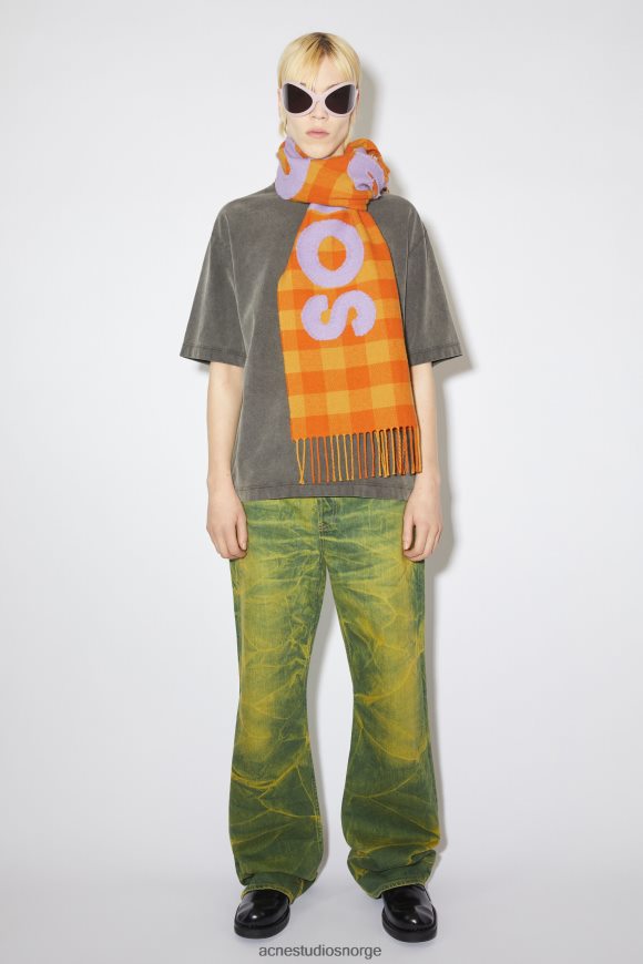 Acne Studios sjekk logo skjerf N2PP4F777 tilbehør oransje/lilla lilla