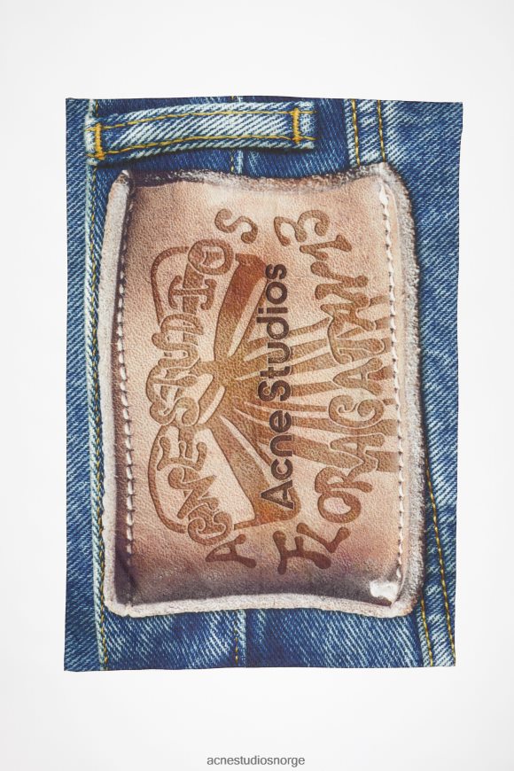 Acne Studios skjerf med oversized print N2PP4F787 tilbehør beige/blå