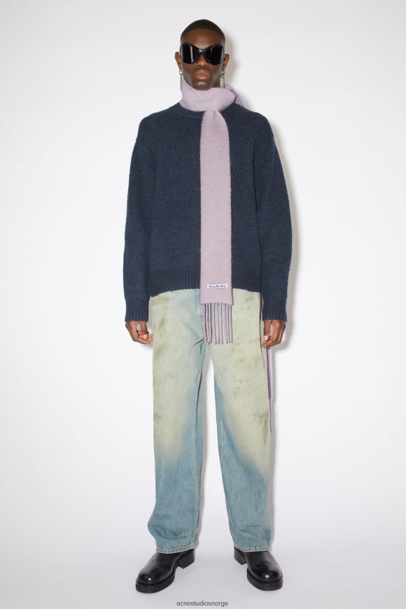 Acne Studios ull-alpakka frynser skjerf - skinny N2PP4F704 tilbehør støvete syrin