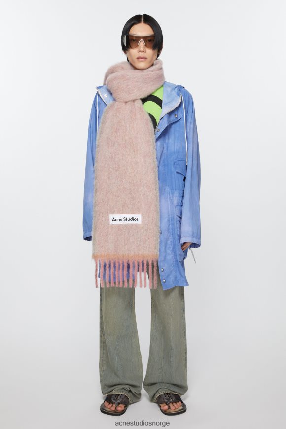 Acne Studios ull mohair skjerf - smalt N2PP4F780 tilbehør støvete rosa