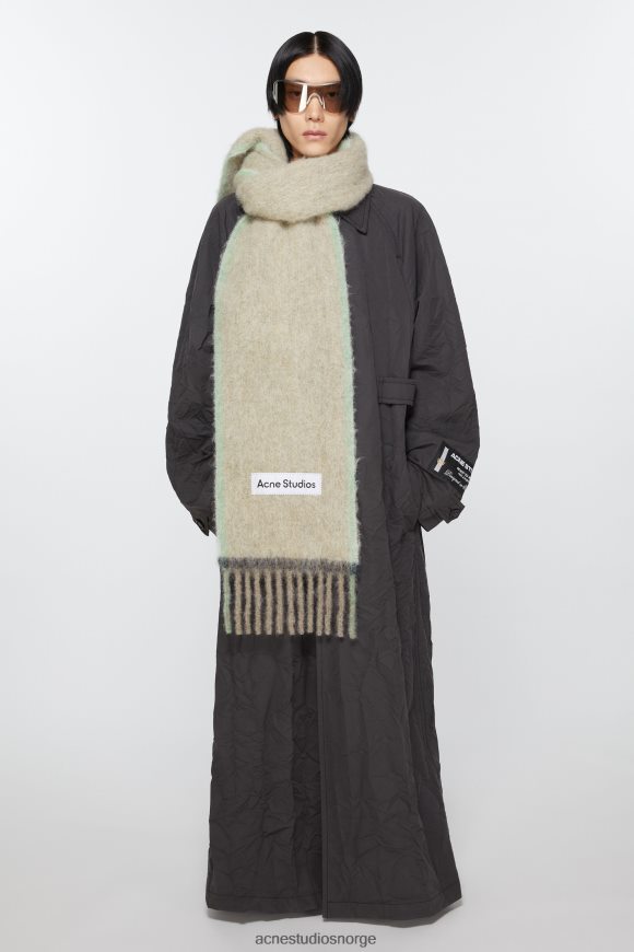 Acne Studios ull mohair skjerf - smalt N2PP4F788 tilbehør beige/grå