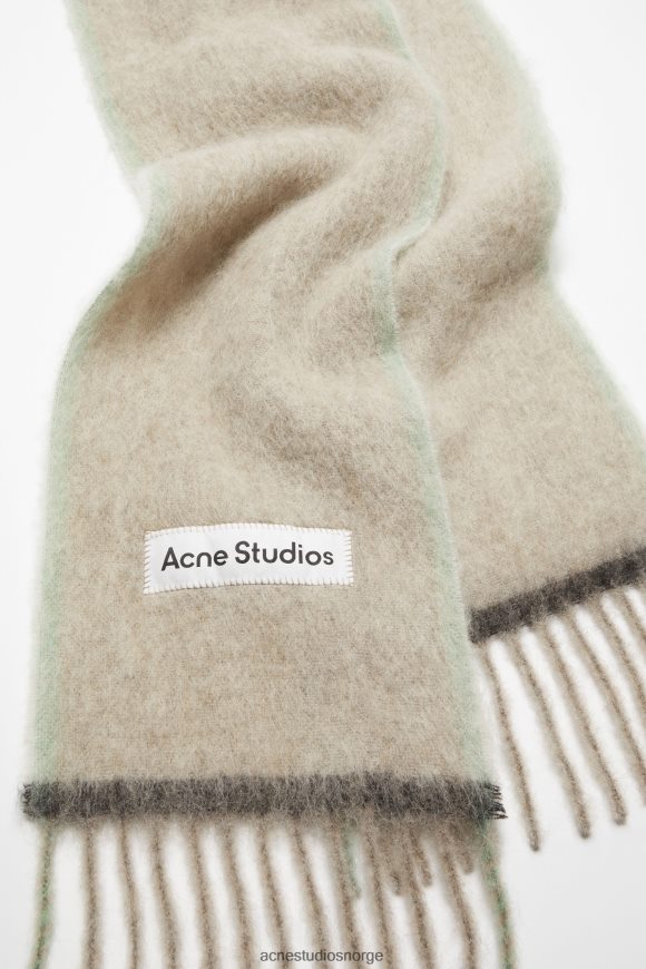 Acne Studios ull mohair skjerf - smalt N2PP4F788 tilbehør beige/grå