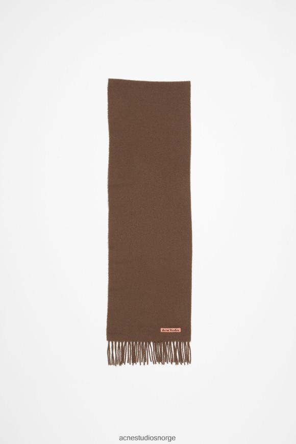 Acne Studios ullskjerf med frynser - magert N2PP4F587 tilbehør sjokoladebrun