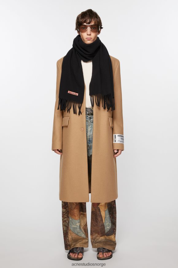 Acne Studios ullskjerf med frynser - smalt N2PP4F508 tilbehør svart