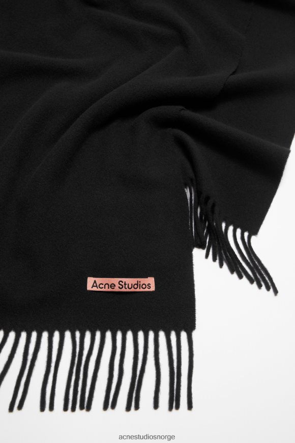Acne Studios ullskjerf med frynser - smalt N2PP4F508 tilbehør svart