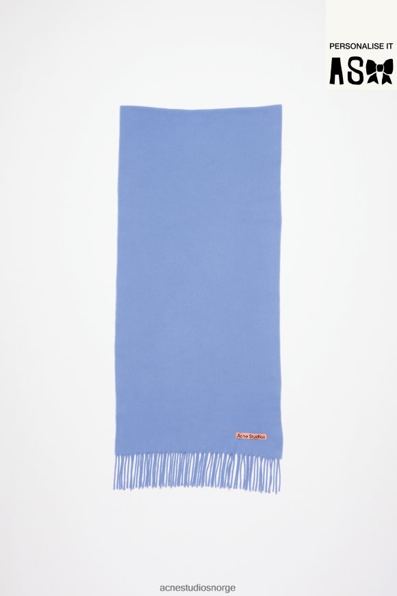 Acne Studios ullskjerf med frynser - smalt N2PP4F565 tilbehør søt blå