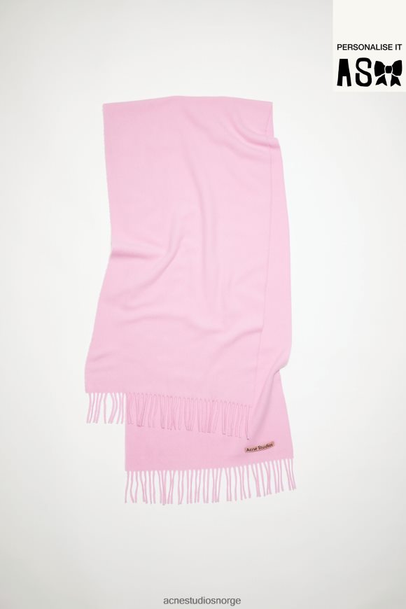 Acne Studios ullskjerf med frynser - smalt N2PP4F798 tilbehør boble rosa