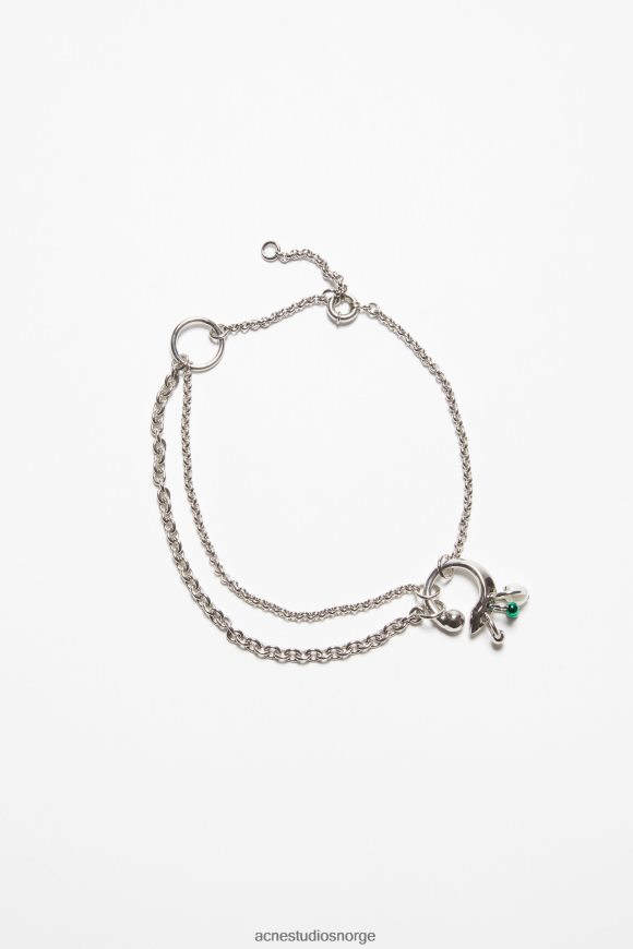 Acne Studios flerkjedet sjarm halskjede N2PP4F678 tilbehør sølv/grønn