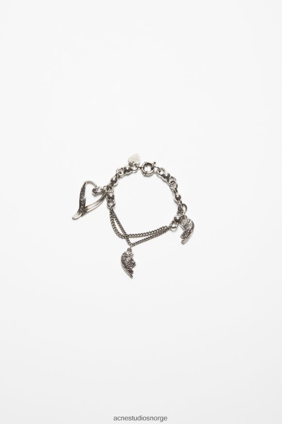 Acne Studios hjerte sjarm halskjede N2PP4F648 tilbehør antikk sølv