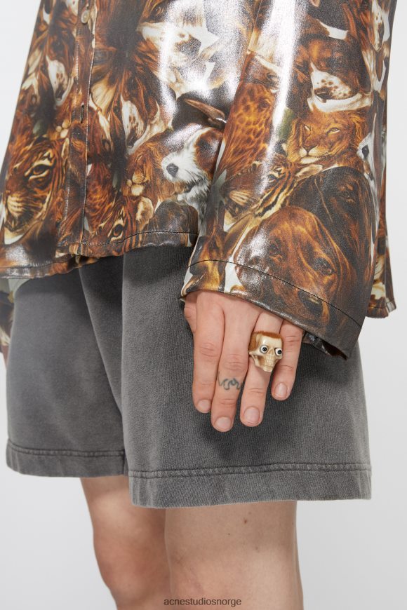 Acne Studios hodeskalle ring N2PP4F697 tilbehør antikk gull/brun