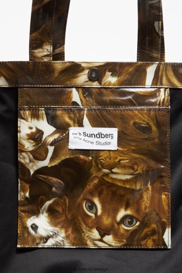 Acne Studios skulderveske med logo N2PP4F622 tilbehør cognac brun multi